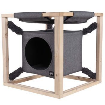 Cama Para Gatos Con Hamaca Catcube Gris M 54x54x54 Cm Quapas!