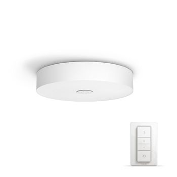 Philips Hue White Ambiance Fair - Plafón Blanco Led Con Mando, Iluminación Inteligente, Compatible Con Amazon Alexa, Apple Homekit Y Google Assistant