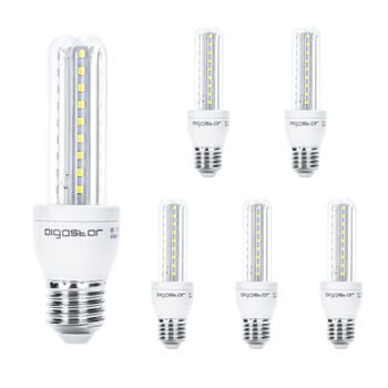 Pack De 5 Bombillas Led T3 2u 8w, E27 Casquillo Gordo, 6400k, Aigostar