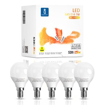 Bombilla Led E14 7w, 520 Lumen Luz Cálida 3000k, 5 Unidades, Aigostar