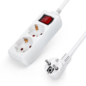 EXTRASTAR® Adaptador plano con interruptor y 3 enchufes SCHUKO - Ladron  enchufes de 3 tomas