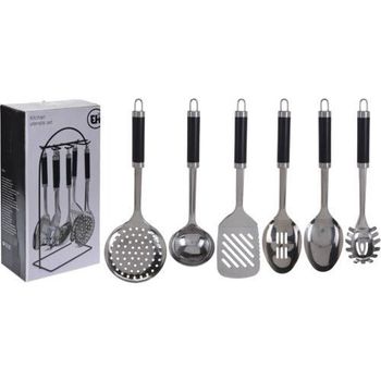 Berlinger Haus Carbon Pro Set Utensilios Cocina de Nylon 6 Piezas + Soporte  Giratorio 360°