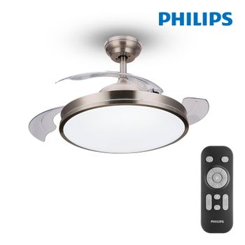 Ventilador Techo De Led Modelo Atlas Nikel Potencia: 28+35w Con Mando A Distancia Philips [e3-93544]