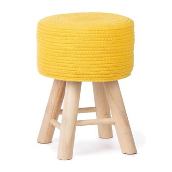 Taburete Iggy Algodón Y Madera Amarillo 29 Cm Kidsdepot