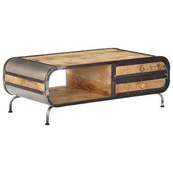 Mesa De Centro Madera De Mango Maciza 100x50x35 Cm Vidaxl