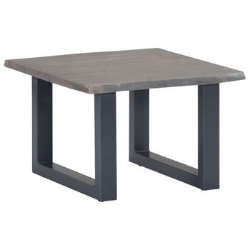 Mesa De Centro Borde Natural De Acacia Maciza Gris 60x60x40 Cm Vidaxl