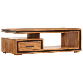 Mesa De Centro De Madera Maciza De Acacia 100x45x33 Cm Vidaxl