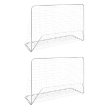 Porterías De Fútbol 2 Uds Con Red 182x61x122 Cm Acero Blanco Vidaxl