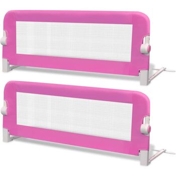 Vidaxl Barra De Seguridad Para Cama De Niño 2 Unidades Rosa 102x42 Cm