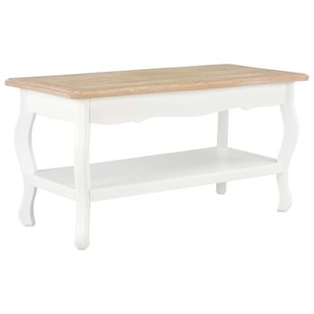 Mesa De Centro Madera Maciza De Pino Marrón Blanco 87,5x42x44cm Vidaxl