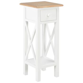 Mesa Auxiliar De Madera Blanca 27x27x65,5 Cm Vidaxl