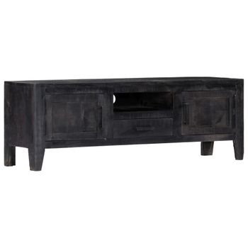 Mueble Para Tv De Madera Maciza De Mango Negro 118x30x40 Cm Vidaxl