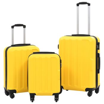 Juego De Maletas Rígidas Con Ruedas Trolley Amarillo Abs Vidaxl