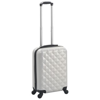 Maleta Con Ruedas Trolley Rígida Plateada Brillante Abs Vidaxl