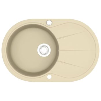 Fregadero De Cocina De Granito Con Un Seno Ovalado Beige Vidaxl