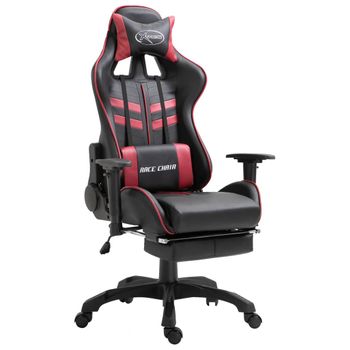 Silla Gaming Con Reposapiés Cuero Sintético Color Vino Tinto Vidaxl