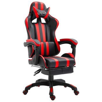 Silla Gaming Con Reposapiés Cuero Sintético Rojo Vidaxl