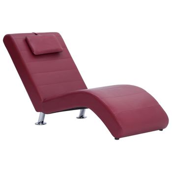 Diván Con Almohada De Cuero Sintético Color Vino Tinto Vidaxl