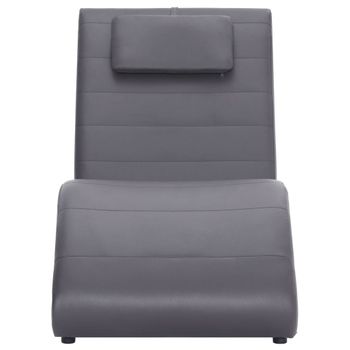 Diván Con Almohada De Cuero Sintético Gris Vidaxl