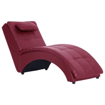 Diván Con Almohada De Cuero Sintético Color Vino Tinto Vidaxl