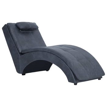 Diván Con Almohada De Piel De Ante Artificial Gris Vidaxl