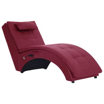 Diván De Masaje Con Almohada De Cuero Sintético Color Vino Tinto Vidaxl