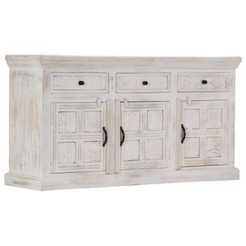 Aparador De Madera Maciza De Mango Blanco 140x40x74 Cm Vidaxl