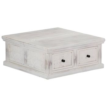 Mesa De Centro De Madera Maciza De Mango Blanco 70x70x30 Cm Vidaxl