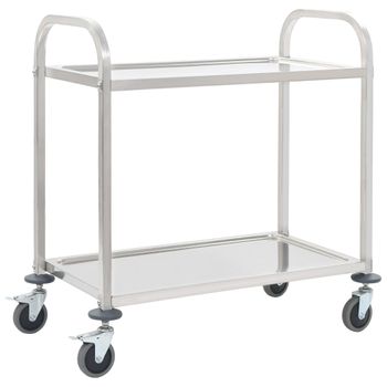 Carrito De Cocina De 2 Alturas Acero Inoxidable 96,5x55x90 Cm Vidaxl