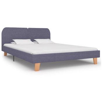 Estructura De Cama De Tela Gris Claro 160x200 Cm Vidaxl