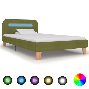 Estructura De Cama Con Led Tela Verde 90x200 Cm Vidaxl