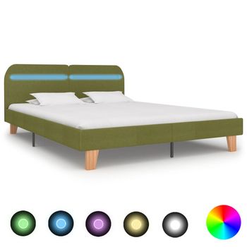 Estructura De Cama Con Led Tela Verde 160x200 Cm Vidaxl