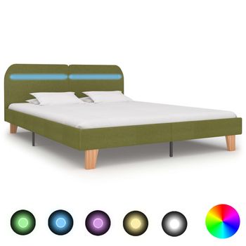 Estructura De Cama Con Led Tela Verde 180x200 Cm Vidaxl