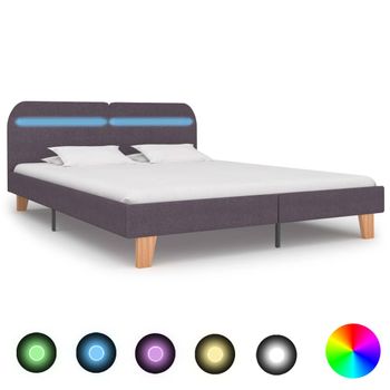 Estructura De Cama Con Led Tela Gris Topo 160x200 Cm Vidaxl