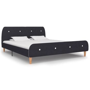 Estructura De Cama Sin Colchón Tela Gris Oscuro 160x200 Cm Vidaxl