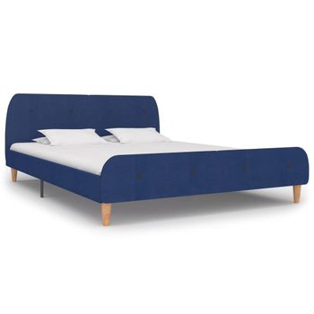 Estructura De Cama De Tela Azul 160x200 Cm Vidaxl