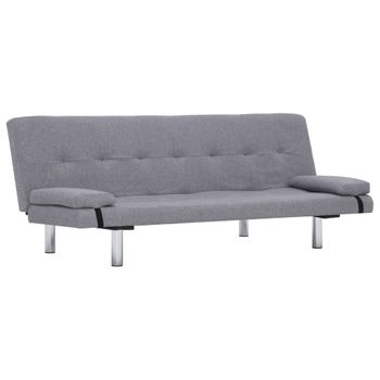 Sofá Cama Con Dos Almohadas De Poliéster Gris Claro 168 X 77 X (61,5 / 64 / 66) Cm Vidaxl