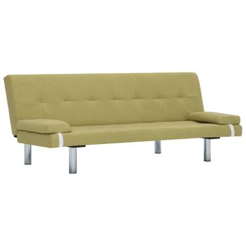 Sofá Cama Con Dos Almohadas De Poliéster Verde 168 X 77 X (61,5 / 64 / 66) Cm Vidaxl