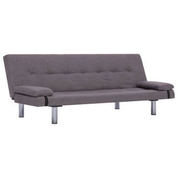 Sofá Cama Con Dos Almohadas De Poliéster Color Gris Topo 168 X 77 X (61,5 / 64 / 66) Cm Vidaxl