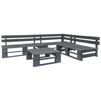 Set De Muebles De Palés Para Jardín 4 Piezas Madera Gris Vidaxl