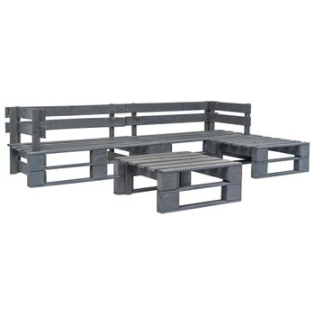 Set De Muebles De Palés Para Jardín 4 Piezas Madera Gris Vidaxl