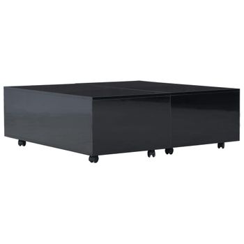 Mesa De Centro Negro Brillante 100x100x35 Cm Vidaxl