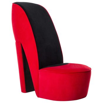 Sillón Con Forma De Zapato De Tacón Terciopelo Rojo Vidaxl