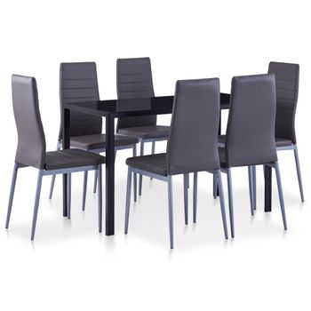 Conjunto De Mesa Y Sillas De Comedor 7 Piezas Gris Vidaxl