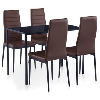 Conjunto De Mesa Y Sillas De Comedor 5 Piezas Marrón Vidaxl