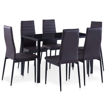 Conjunto De Mesa Y Sillas De Comedor 7 Piezas Marrón Vidaxl