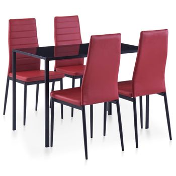 Conjunto De Mesa Y Sillas De Comedor 5 Piezas Color Vino Tinto Vidaxl