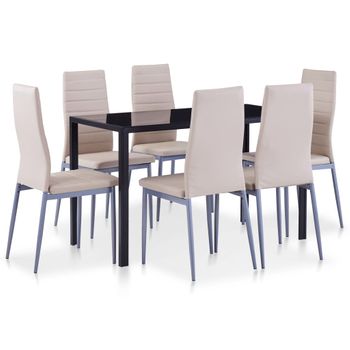 Conjunto De Mesa Y Sillas De Comedor 7 Piezas Color Capuchino Vidaxl