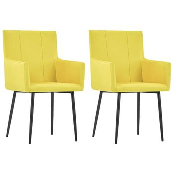 Sillas De Comedor Con Reposabrazos 2 Unidades Tela Amarillo Vidaxl