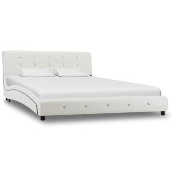 Estructura De Cama Sin Colchón Cuero Sintético Blanco 140x200cm Vidaxl